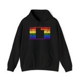 Utah Pride Flag Hoodie: Rainbow LGBTQ+ State Silhouette Distressed Hooded Sweatshirt