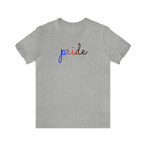 Polyamory Pride T-Shirt: Flowing Cursive 'Pride' in Gradient Hues