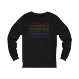 Connecticut LGBTQ+ Pride Flag, Faded Black Long Sleeve Tee