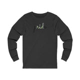 Agender Pride Long Sleeve T-Shirt: Flowing Cursive 'Pride' in Gradient Hues