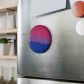 Bisexual Pride Flag Magnet: Wavey Round Button for Fridge