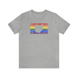 Ohio Pride Flag Tee: Rainbow LGBTQ+ State Silhouette Distressed Shirt