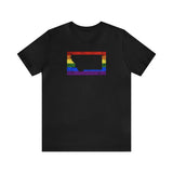 Montana Pride Flag Tee: Rainbow LGBTQ+ State Silhouette Distressed Shirt