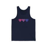 Bisexual Flag Hearts Tank-Top: Pride LGBTQ+ Gradient Design