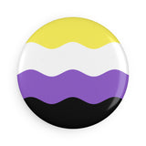 Nonbinary Pride Flag Magnet: Ripple Round Button for Fridge