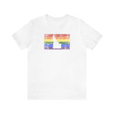 Idaho Pride Flag Tee: Rainbow LGBTQ+ State Silhouette Distressed Shirt