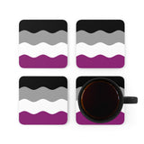 Asexual Flag Coaster Set: 4 Corkwood Ripple Drink Coasters