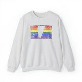 Vermont Pride Flag Sweater: Rainbow LGBTQ+ State Silhouette Distressed Sweatshirt