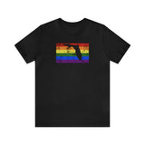 Florida Pride Flag Tee: Rainbow LGBTQ+ State Silhouette Distressed Shirt