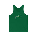 Demigender Pride Tank-Top: Flowing Cursive 'Pride' in Gradient Hues