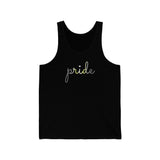Demigender Pride Tank-Top: Flowing Cursive 'Pride' in Gradient Hues
