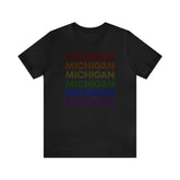 Michigan LGBTQ+ Pride Flag, Faded Black T-Shirt
