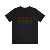 Michigan LGBTQ+ Pride Flag, Faded Black T-Shirt