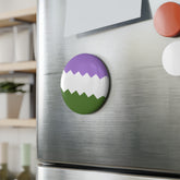 Genderqueer Pride Flag Magnet: Wavey Round Button for Fridge