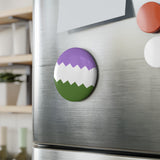 Genderqueer Pride Flag Magnet: Wavey Round Button for Fridge