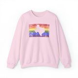Texas Pride Flag Sweater: Rainbow LGBTQ+ State Silhouette Distressed Sweatshirt