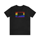 Connecticut Pride Flag Tee: Rainbow LGBTQ+ State Silhouette Distressed Shirt