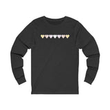 Pangender Flag Hearts Long Sleeve Tee: Pride LGBTQ+ Gradient Design