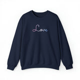 Bigender Love Script Sweatshirt: Subtly Elegant Pride Sweater