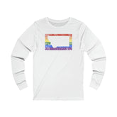 Montana Pride Flag Long Sleeve Tee: Rainbow LGBTQ+ State Silhouette Distressed Long Sleeve T-Shirt