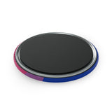 Bisexual Pride Flag Magnet: Wavey Round Button for Fridge