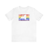 New York Pride Flag Tee: Rainbow LGBTQ+ State Silhouette Distressed Shirt
