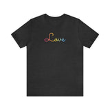 Pansexual Love Script Tee: Subtly Elegant Pride T-Shirt