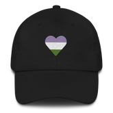 Genderqueer Flag Embroidered Heart Hat: Celebratory LGBTQ+ Pride Design