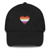 Lesbian Flag Embroidered Heart Hat: Celebratory LGBTQ+ Pride Design