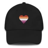 Lesbian Flag Embroidered Heart Hat: Celebratory LGBTQ+ Pride Design