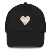 Pangender Flag Embroidered Heart Hat: Celebratory LGBTQ+ Pride Design