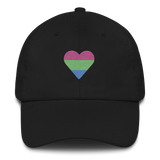 Polysexual Flag Embroidered Heart Hat: Celebratory LGBTQ+ Pride Design