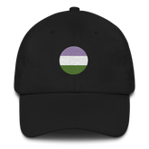 Genderqueer Flag Embroidered Circle Cap: Celebratory LGBTQ+ Pride Design