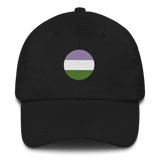 Genderqueer Flag Embroidered Circle Cap: Celebratory LGBTQ+ Pride Design