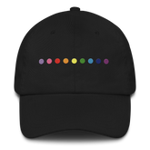 Embroidered Gilbert Baker Pride Hat: Pride Flag Horizontal Circle Design