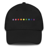 Embroidered Gilbert Baker Pride Hat: Pride Flag Horizontal Circle Design