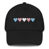 Embroidered Transgender Hat: Pride Flag Horizontal Heart Design