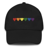 Embroidered Pride Hat: Pride Flag Horizontal Heart Design