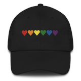 Embroidered Pride Hat: Pride Flag Horizontal Heart Design