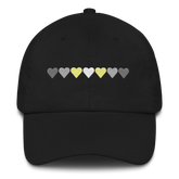 Embroidered Demigender Hat: Pride Flag Horizontal Heart Design