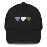 Embroidered Genderqueer Hat: Pride Flag Horizontal Heart Design