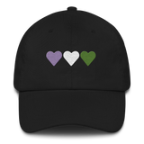 Embroidered Genderqueer Hat: Pride Flag Horizontal Heart Design