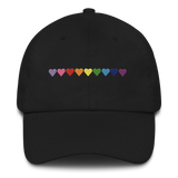 Embroidered Gilbert Baker Pride Hat: Pride Flag Horizontal Heart Design