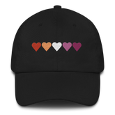 Embroidered Lesbian Hat: Pride Flag Horizontal Heart Design