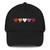 Embroidered Lesbian Hat: Pride Flag Horizontal Heart Design