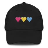 Embroidered Pansexual Hat: Pride Flag Horizontal Heart Design