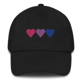 Embroidered Bisexual Hat: Pride Flag Horizontal Heart Design