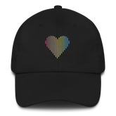 Pansexual Heart Lines Hat: Embroidered Pride Gradient Cap