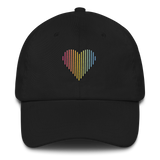 Pansexual Heart Lines Hat: Embroidered Pride Gradient Cap