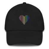 Gilbert Baker Pride Heart Lines Hat: Embroidered Pride Gradient Cap
